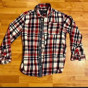 Tommy Hilfiger Red Plaid Long Sleeve Button Down Flannel Shirt Large 16/18